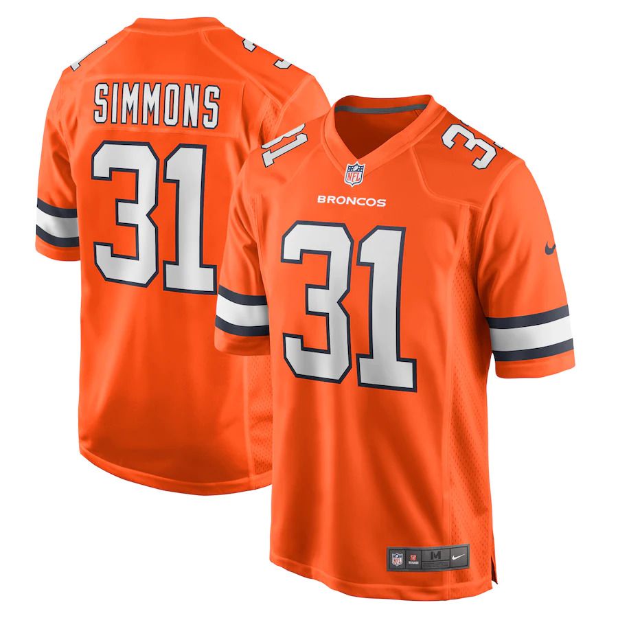 Men Denver Broncos #31 Justin Simmons Nike Orange Alternate Game NFL Jersey->denver broncos->NFL Jersey